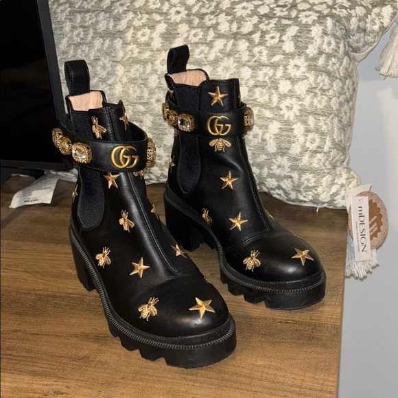 Gucci Shoes - Gucci Black and Gold Women's Boots